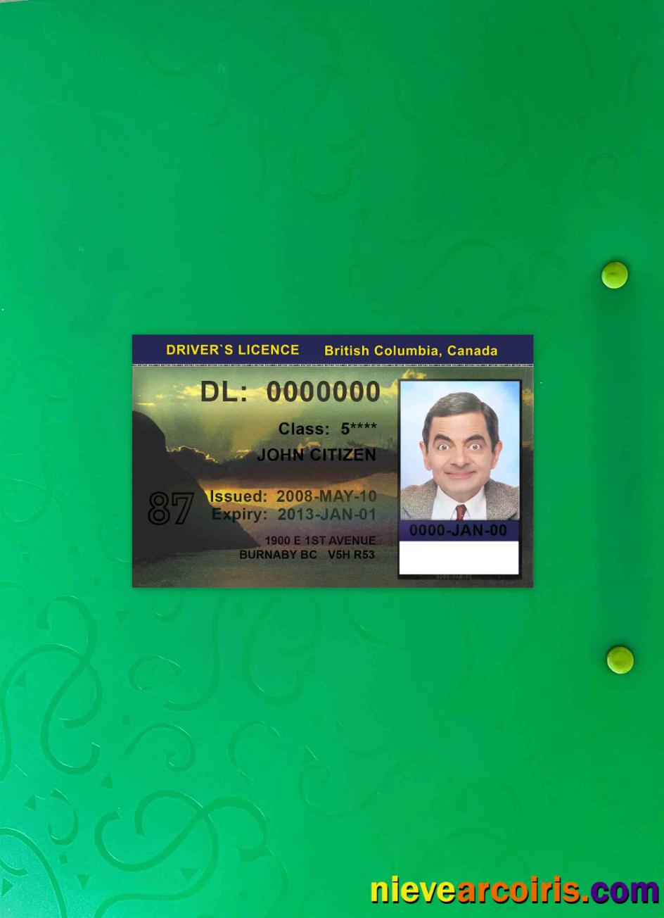Canada British Columbia driving license, version 2 photolook